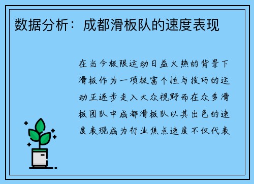 数据分析：成都滑板队的速度表现