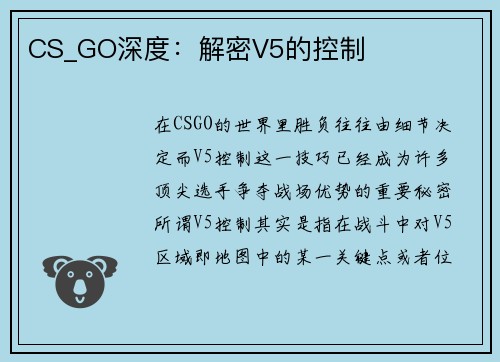CS_GO深度：解密V5的控制