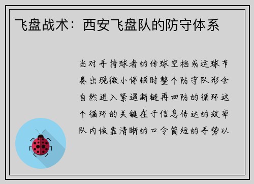 飞盘战术：西安飞盘队的防守体系
